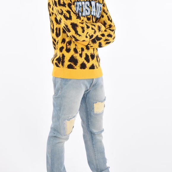 AUTHENTIC new VERSACE Yellow Jacquard Pop Animalier Sweater sz L - Picture 10 of 15